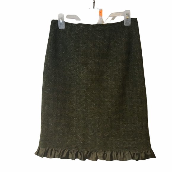 Skirt Tweed VINTAGE 80s Business Scalloped Ribbon Edge RICKIE FREEMAN TERI JON